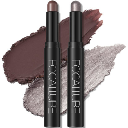 Picture of FOCALLURE 2 Pcs Cream Eyeshadow Stick,Brightener Eyeshadow Pencil Crayon,Highlighter Eye Shadow Stick Sets with Crease-proof Formula,Long Lasting Waterproof Eye Shadow Make Up,Nightingale