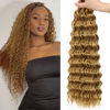 Picture of Eerya Long Curly Braiding Hair 18 Inch 4 Packs Ocean Wave Crochet Hair for Black Women Deep Wave Braiding Hair for Boho Braids (18 inch, #27)