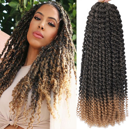 Picture of Passion Twist Hair 18 Inch 8 Packs Passion Twist Crochet Hair For Black Women Water Wave Braiding Hair Bohemain Long Spring Twist Hair Synthetic Hair Extension 18 Inch (Pack of 8), T27)