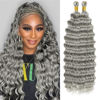 Picture of Eerya Long Curly Braiding Hair 18 Inch 2 Packs Grey Ocean Wave Crochet Hair for Black Women Deep Wave Braiding Hair for Boho Braids (18 inch, Grey)