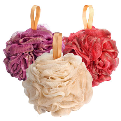 Picture of Fishent Bath Loofah Sponge 60g Soft Mesh luffa, Bath sponges for Shower, lofas for Shower, 3 Pack Shower Loofah Fits for All Skin Types