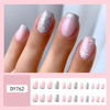 Picture of Christmas Snowflake Press on Nails French Tip Fake Nails Glossy Silver False Nails Tips with White Snowflake Designs Acrylic Nails Press ons Winter Glue on Nails Short Square Stick on Nails for Women