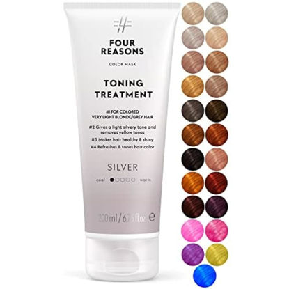 Picture of FOUR REASONS Color Mask - Silver - (27 Colors) Toning Treatment, Color Depositing Conditioner, Tone & Enhance Color-Treated Hair - Semi Permanent Hair Dye, Vegan and Cruelty-Free, 6.76 fl oz