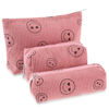 Picture of Huhumy 3 Pcs Makeup Bag Corduroy Cosmetic Bag Aesthetic Cute Preppy Makeup Bags for Women Smile Small Makeup Purse Pouch Travel Toiletry Bag Set Makeup Organizer with Zipper(Pink, Smile Face)
