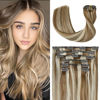 Picture of UGOTRAYS Clip In Extensions Real Human Hair Balayage Light Brown to Bleach Blonde Highlights Remy Human Hair Extensions 12 Inch 70g Double Weft 7pcs #6p613 Human Hair Clip in Extensions