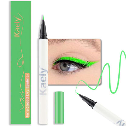 Picture of evpct 1Pcs Light Green Waterproof Colored Eyeliner Liquid Eye Liner Set Long Lasiting Ultra-fine Speed Dry Colorful Liquid Eyeliner lapiz delineador de ojos contra el agua blanco para ojos de colores