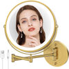 Picture of MNIENT Wall Mounted Lighted Makeup Mirror,8" Rechargeable Double-Sided Magnifying Mirror 1x/10x,3 Color Led Vanity Mirror with Lights,Touch Dimmable 360° Rotation Light up Mirror-Antique Bronze