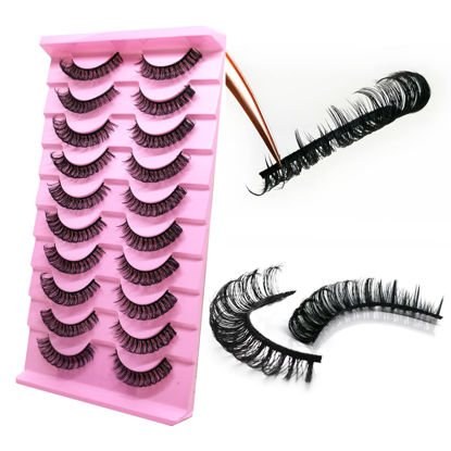 Picture of royaomis False Eyelash, D Curl S46 10paris, Faux Mink Mink Fur Silk, Natural, Pair, Handmade, Reusable, DD Curl, 3D, Fluffy, Wispy Fake Lashes