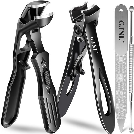Picture of Toenail Clippers for Thick Nails for Seniors, Popular Angled No Splash Self Collecting Fingernail with Catcher & 16mm Ultra Sharp Wide Jaw Nail Clippers for Men, Novelty Gifts for Men Women