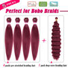 Picture of Dorsanee Burgundy Braiding Hair for Boho Braids 20 Inch 4 Packs Pre Stretched Braiding Hair and 18 Inch 1 Pack Deep Wave Braiding Hair for Crochet Boho Braids Synthetic Hair Extensions (bug#)