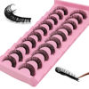 Picture of 10Pairs 3d Russian Strip Lashes, DD Curl Lash Strips, Natural False Lashes Mink, Fluffy Eyelashes Mink, Faux Mink Eyelashes Natural Look, Natural Wispies Mink Eyelashes, Wispy Fake Lashes(s37)