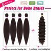 Picture of Dorsanee Dark Brown Braiding Hair for Boho Braids 20 Inch 4 Packs Pre Stretched Braiding Hair and 18 Inch 1 Pack Deep Wave Braiding Hair for Crochet Boho Braids Synthetic Hair Extensions (4#)