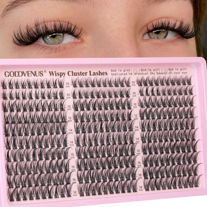 Picture of Goddvenus Eyelash Clusters Wispy Lash Clusters Natural 300pcs Lashes Clusters 10-16mm DIY Cluster Eyelash Extensions C Curl Individual Lashes Cluster Eyelashes Clusters for DIY Lash Extension