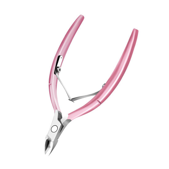 Picture of Cuticle Trimmer with Cuticle Pusher and Scissors, Cuticle Remover Professional Durable Pedicure Manicure Tools, Stainless Steel Cuticle Nipper Cutter Clipper (Pink Scissor)
