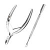 Picture of Cuticle Trimmer with Cuticle Pusher and Scissors, Cuticle Remover Professional Durable Pedicure Manicure Tools, Stainless Steel Cuticle Nipper Cutter Clipper (Silver Pusher)