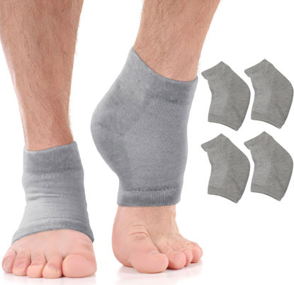 Picture of Moisturizing Socks for Women & Men | Aloe Vera Cracked Heel Treatment | Foot Callus Remover | Aloe Socks for Cracked Heels & Dry Cracked Feet | Lotion Infused Gel Heel Socks (Large - 2 Pairs)