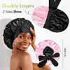 Picture of BONNET QUEEN Reversible Silk Bonnet for Sleeping Women Double Layer Satin Lined Bonnet Hair Bonnet for curly hair Night Sleep Cap with Tie band Black Pink