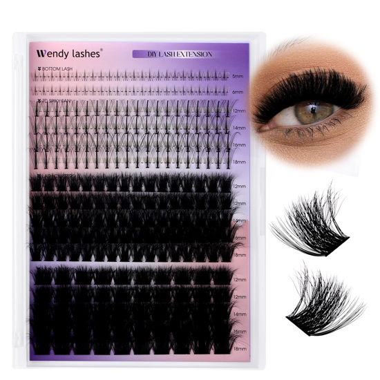 Picture of Lash Clusters With Bottom Lashes 100/200D 3D Curl 12-18mm Multi-types Individual Clusters Eyelash Extensions, Spike, Wispy Lash clusters(100/200D-3D)
