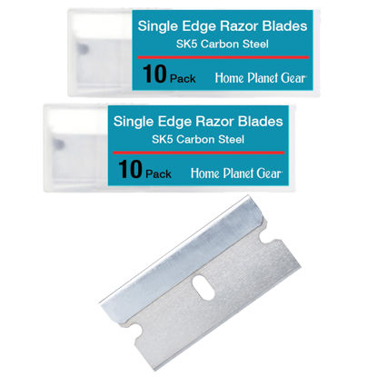 Picture of Single Edge Razor Blades - Two 10 Packs - 20 Blades - Heavy Duty SK5 Steel Utility Razor Blade Replacement in Convenient Storage Box