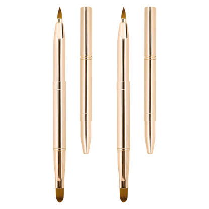 Picture of Unaone [2 Pack] Lip Brush for Lipstick, Retractable Lip Brushes, Dual-ended Makeup Brush for Lipstick Lip Gloss, Include Lid