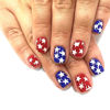 Picture of 24Pcs 4th of July Press on Nails Short Independence Day Fake Nails Square Shape Five-pointed Star False Nails Glossy Full Cover Cute Artificial Nails American Independence Day Manicure Decor for Women