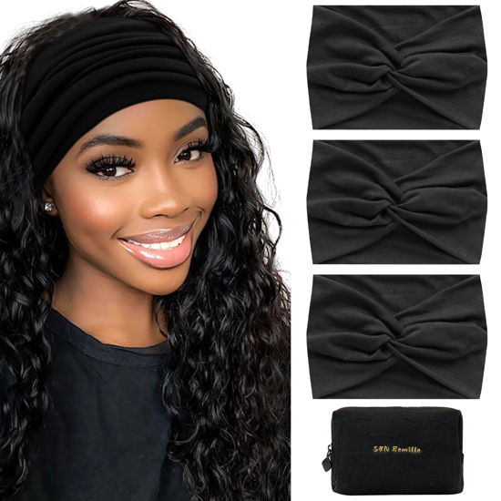 Picture of S&N Remille Wide Boho Headbands for Women Extra Large Turban Headband Hairband Hair Twisted Knot Accessories 3 Pack
