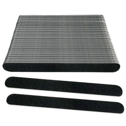 Picture of Emery Board Nail Files (50 Pack), 100/180 Grit Wooden Nail File for Natural Nails, 7 Inches Emory Filers Manicure Tool Set Disposable Nail File for Home Salon Black