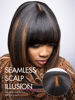 Picture of LUVME HAIR 14 Inch Yaki Straight Bob Wig with Bangs Human Hair Glueless HD Lace Bob Wig with Brown Highlights, Ready to Go Short Wigs For Women 180 Density Breathable Cap