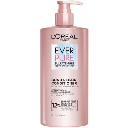 Picture of L'Oreal Paris Bond Repair Sulfate Free Conditioner for Damaged Hair, Strengthening Hair Care with Citric Acid, Repairs Weak Hair Bonds, EverPure, 23 Fl Oz