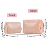 Picture of Narwey Large Vegan Leather Makeup Bag Zipper Pouch Travel Cosmetic Organizer for Women (Large, WX-Pink)