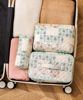 Picture of HBselect Quilted Makeup Bag, 3PCS Cotton Large Travel Makeup Bag, Cute Floral Coquette Make up Bag Cosmetic Bag Toiletry Bag for Women Girls