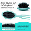 Picture of Curly Hair Brush Boar Bristle Curl Defining Brush for Curl Wave Straight Hair, Unique Trident Handle Design Defineing Brush for Wet Dry Hair Styling Massage Hairbrush Hair Pick Comb Curl Brush Green