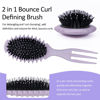 Picture of Curly Hair Brush Boar Bristle Curl Defining Brush for Curl Wave Straight Hair, Unique Trident Handle Design Defineing Brush for Wet Dry Hair Styling Massage Hairbrush Hair Pick Comb Curl Brush Purple