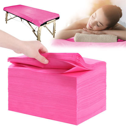 Picture of Disposable Bed Sheets 100 Pcs 31" x 71" Massage Table Sheets Non Woven Fabric SPA Bed Cover Breathable for Massage Beauty Tattoos(Pink)