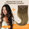 Picture of DOORES Human Hair Clip in Extensions, Medium Brown Highlighted Dirty Blonde 7pcs 110g 22 Inch, Hair Extensions Seamless Clip in with Skin Weft Remy Hair Extensions Invisible Edge Hair Extensions