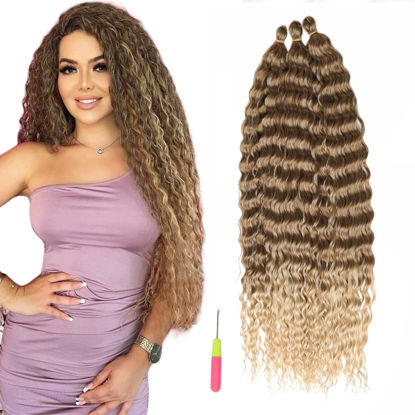 Picture of maysa soft ocean wavy crochet hair extesnions for women curly crochet Hair 30 inch gogo curl synthetic crochet hair extensions 3pack #8/24
