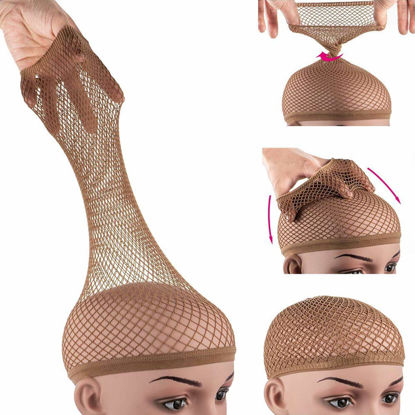 Picture of Dreamlover Hair Net for Wig, Brown Wig Cap for Long Hair, Mesh Wig Cap, 2 Pieces