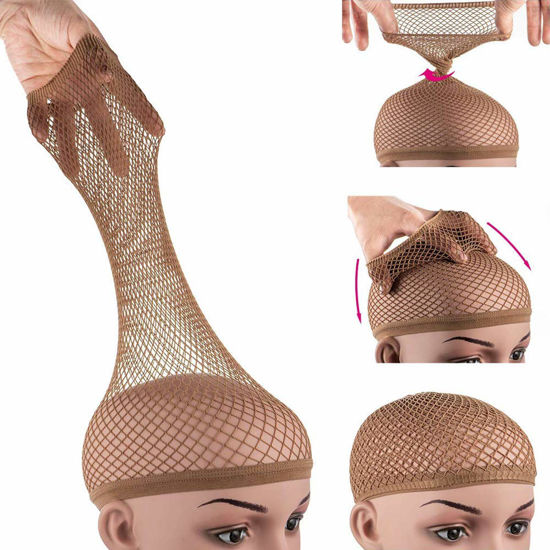 Picture of Dreamlover Hair Net for Wig, Brown Wig Cap for Long Hair, Mesh Wig Cap, 2 Pieces