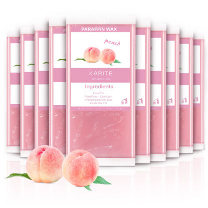 Picture of KARITE Paraffin Wax Refills, 10 Pack Peach Scented Paraffin Wax Beads Blocks for Paraffin Bath, Paraffin Wax Machine Refills for Hand Feet Dry Skin,Rrelieves muscle fatigue, Hydration and nourish