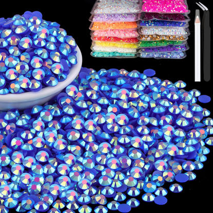 Picture of 15000pcs 2mm Resin Rhinestones Bulk, Dark Blue AB Flatback Round Jelly Rhinestones Bedazzling Non Hotfix Crystal Gems Large Quantity Wholesale for DIY Crafts Clothes Tumblers Face Makeup Manicure