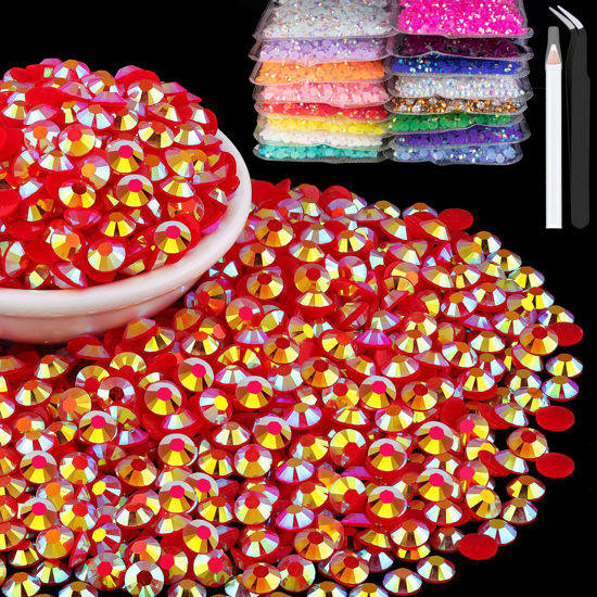 Picture of 15000pcs 2mm Resin Rhinestones Bulk, Red AB Flatback Round Jelly Rhinestones Bedazzling Non Hotfix Crystal Gems Large Quantity Wholesale for DIY Crafts Clothes Bottles Tumblers Face Makeup Manicure