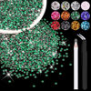 Picture of 5000PCS 3mm Resin Rhinestones in Bulk (Dark Green), Bedazzling Flatback Crystals for Crafts DIY Nail Decoration, Gems Charms for Tumbler Shoes Clothing Fabric with Pickup Pen and Tweezers