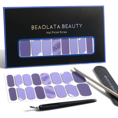 Picture of Beaolata Nail Polish Strips, 32 Nail Wraps, Nail Stickers, Gel Nail Strips, Easy Apply& Remove, Long Lasting, Salon Quality (Violet Hill)