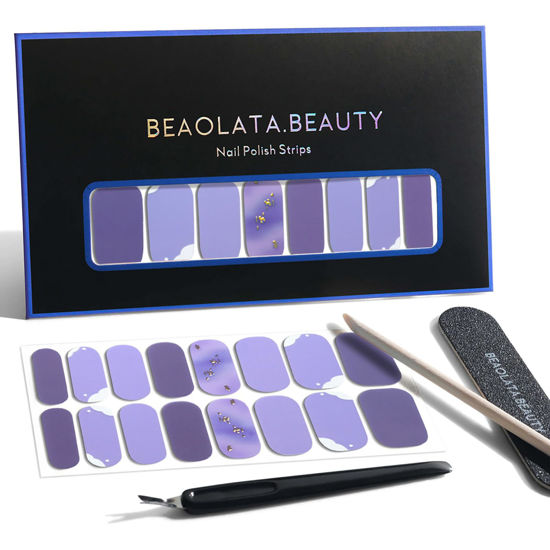Picture of Beaolata Nail Polish Strips, 32 Nail Wraps, Nail Stickers, Gel Nail Strips, Easy Apply& Remove, Long Lasting, Salon Quality (Violet Hill)