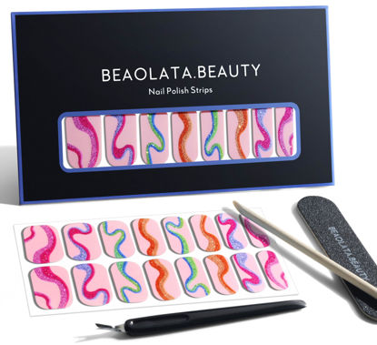 Picture of Beaolata Nail Polish Strips, 32 Nail Wraps, Nail Stickers, Gel Nail Strips, Easy Apply& Remove, Long Lasting, Salon Quality (Bubble Gum Dark Pink)