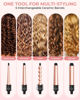 Picture of 5 in 1 Curling Wand Set: Ohuhu Curling Iron Wand 5Pcs 0.35 to 1.25 Inch Interchangeable Ceramic Barrel Heat Protective Glove 2 Clips Dual Voltage Hair Curler for Girl Women Mother Gift Rose Gold