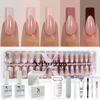 Picture of SXC Cosmetics French Tip Press On Nails - Skin Tone Nude and Color Series, Medium Square X-Pro Tips Starter Kit ST117KIT