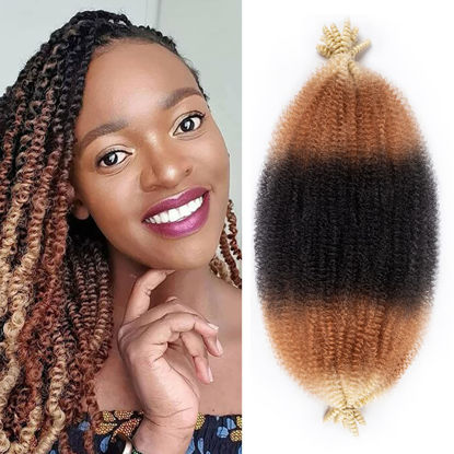 Picture of 18 Inch Pre-Separated Springy Afro Twist Hair 8 Packs 1B/27/613 Marley Hair Pre-Fluffy Natural Curls are Perfect for Marley Crochet Hair Suitable for Black Women(1B/27/613, 18 Inch (Pack of 8))