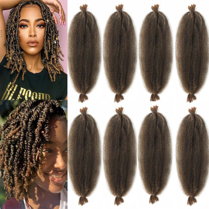 Picture of 18 Inch Pre-Separated Springy Afro Twist Hair 8 Packs Pre-Fluffy Natural Curls are Perfect for Marley Crochet Hair Suitable for Black Women (1B/30, 18 Inch (Pack of 8))