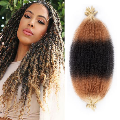 Picture of 24 Inch Pre-Separated Springy Afro Twist Hair 8 Packs Pre-Fluffy Natural Curls are Perfect for Marley Crochet Hair Suitable for Black Women (1b / 27/613, 24 Inch)